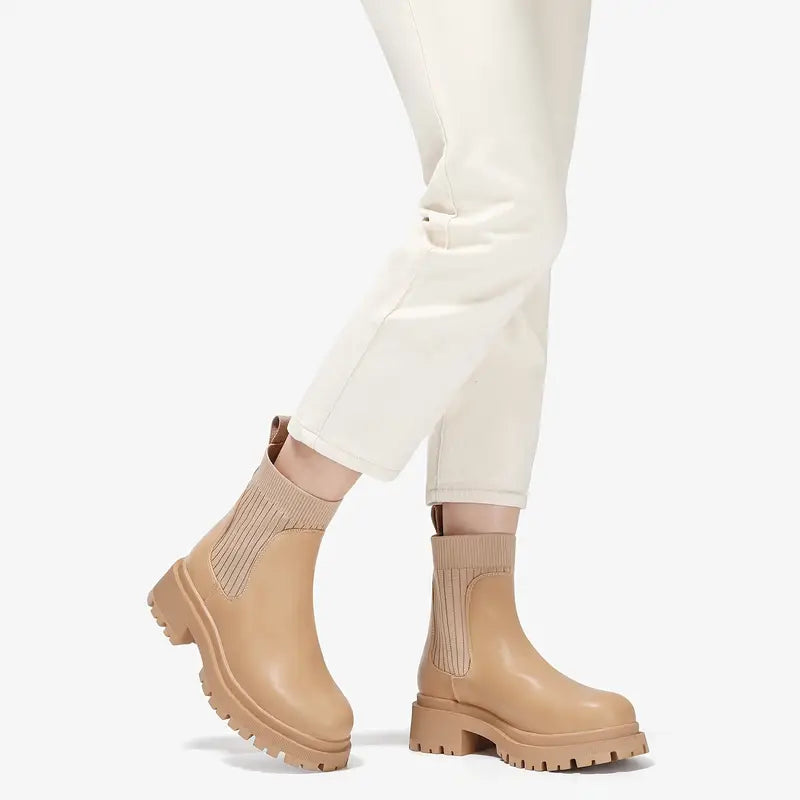 Cuir Bottes Chelsea Élégantes Femme