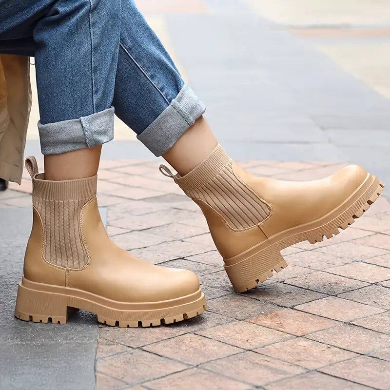Cuir Bottes Chelsea Élégantes Femme