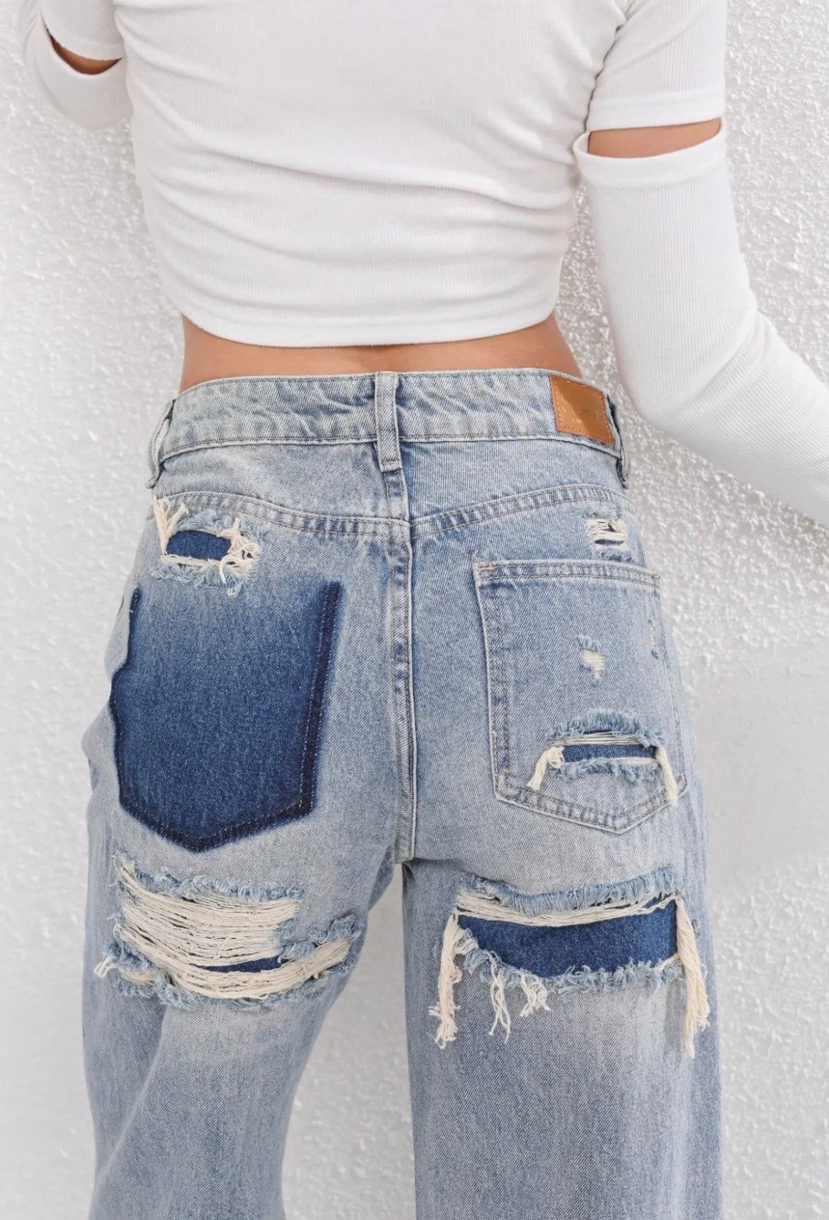 Women's casual vintage denim jeans – side profile view
