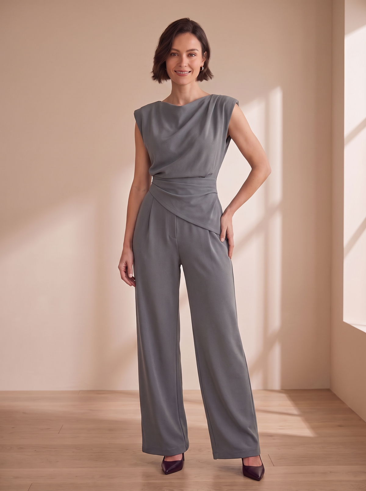 Wide leg pants set for women