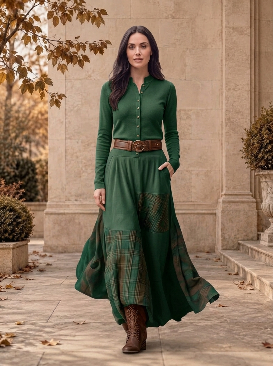 Women's suede maxi dress for fall