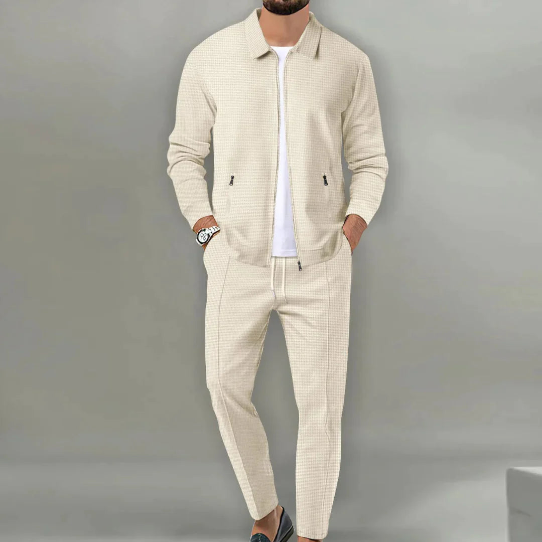 Ensemble Deux Pièces avec Veste Zippée et Pantalon Coupe Slim Homme