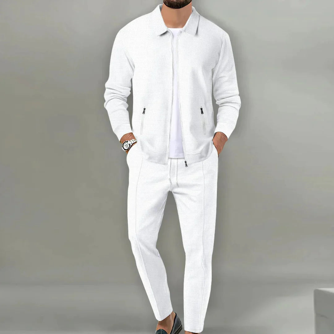 Ensemble Deux Pièces avec Veste Zippée et Pantalon Coupe Slim Homme