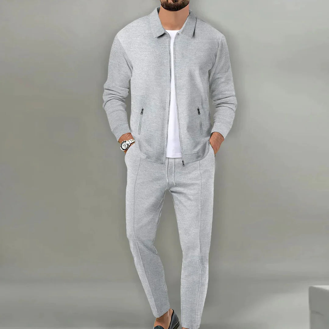 Ensemble Deux Pièces avec Veste Zippée et Pantalon Coupe Slim Homme