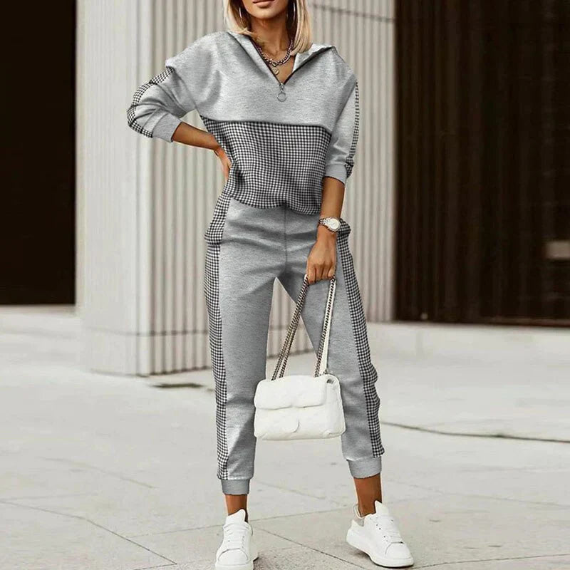 Ensemble Sweat à Capuche Zippé et Jogging Coupe Slim Femme