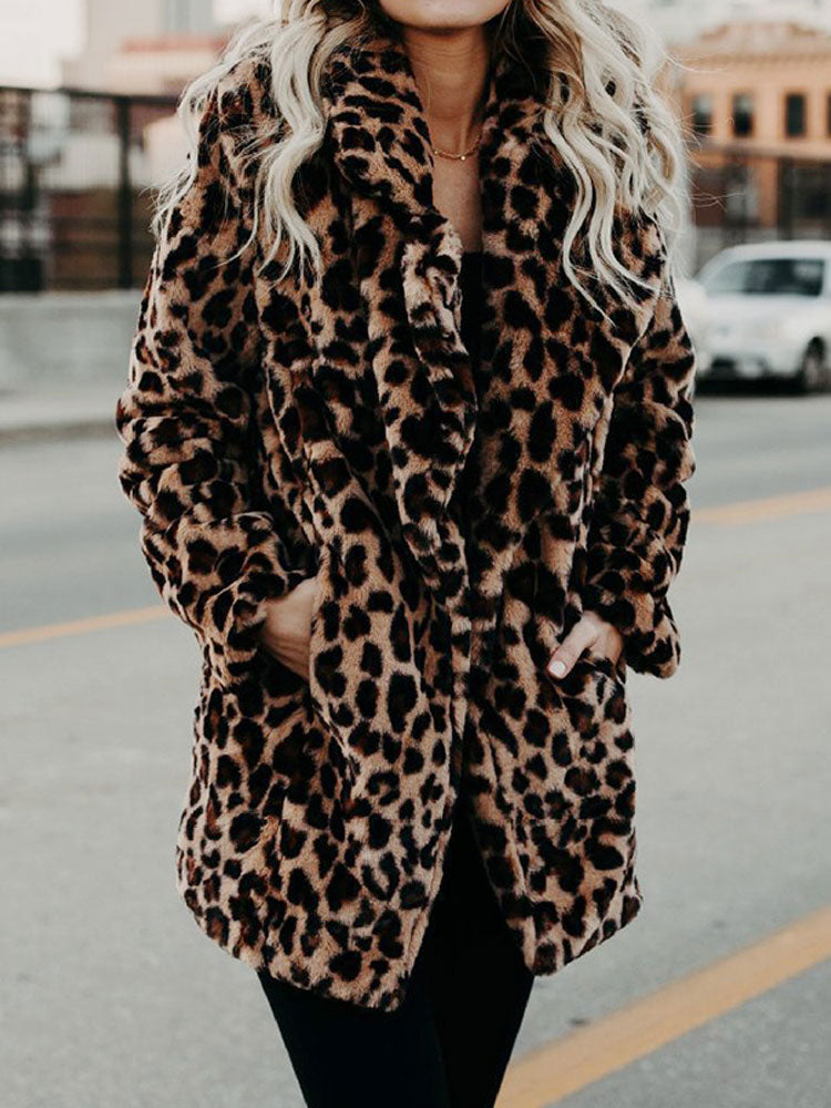 faux fur coat with oversized fit shown from front angle