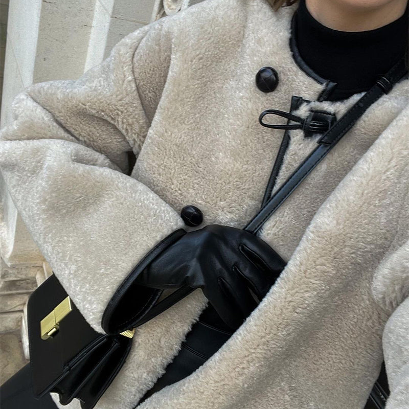 Faux fur jacket with loose silhouette for women
