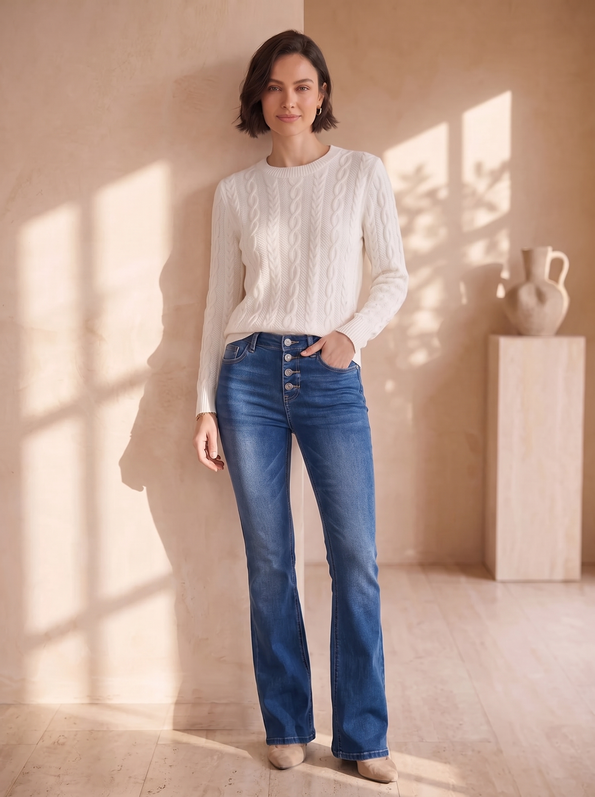 High waist flared jeans women