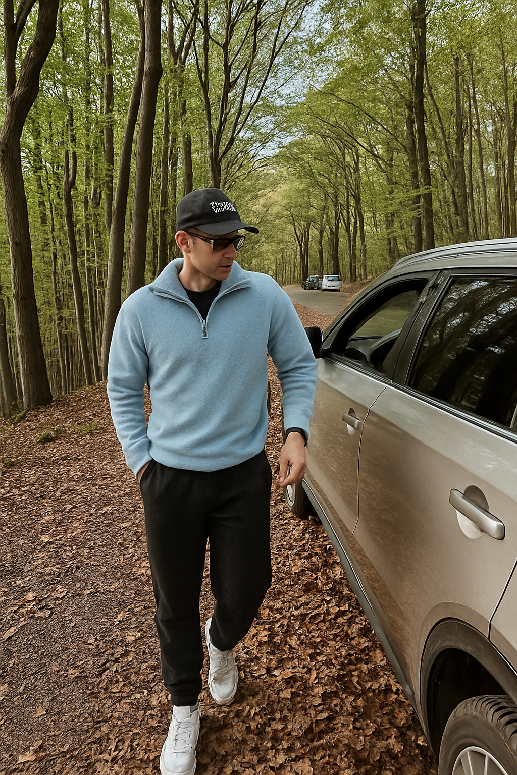 Casual fleece pullover with half-zip worn for everyday comfort
