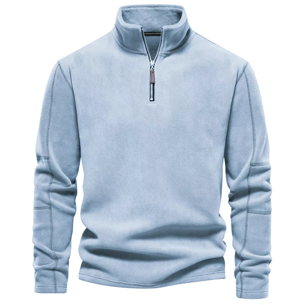Half-zip pullover in fleece fabric with relaxed silhouette for everyday wear
