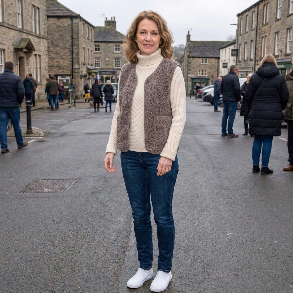 Women's relaxed fit fleece gilet full view