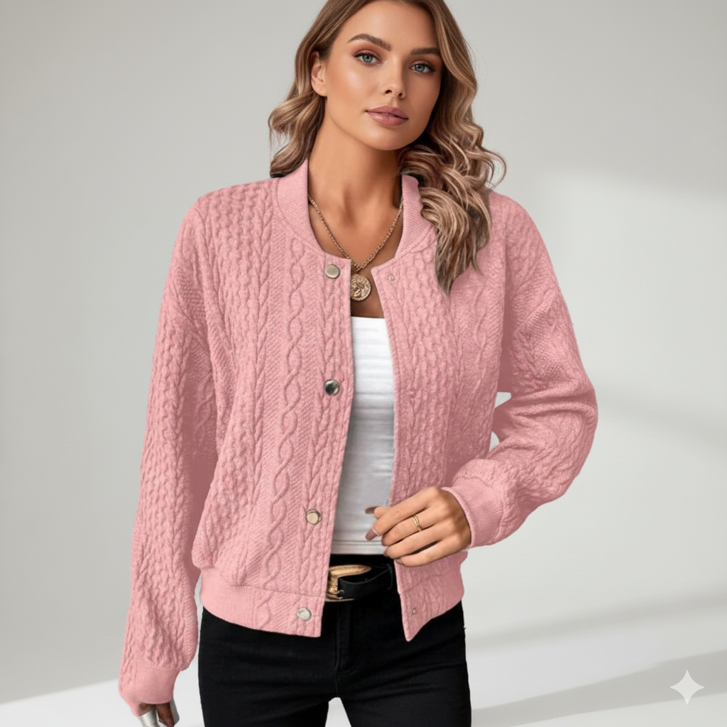 Cardigan Boutonné à Motif Câble Femme