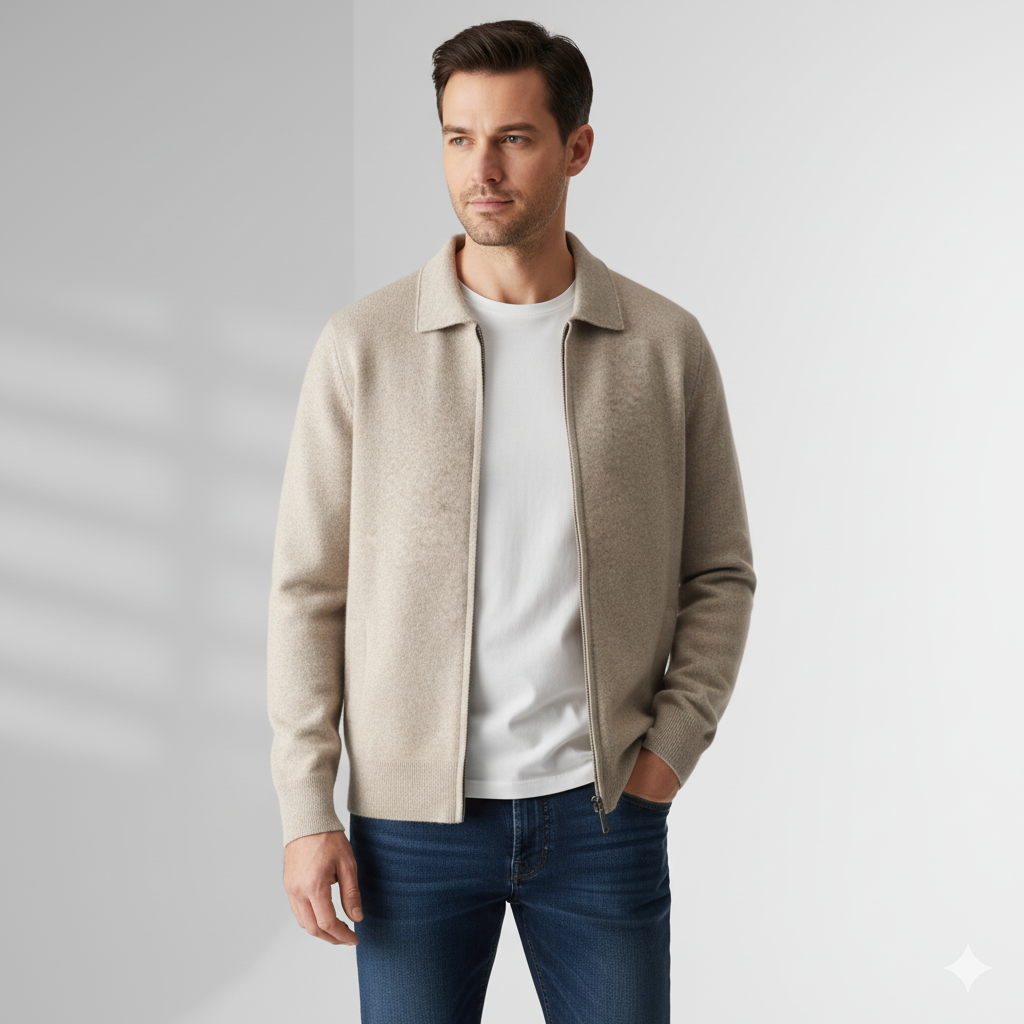 Veste Zippée Classique en Maille Homme