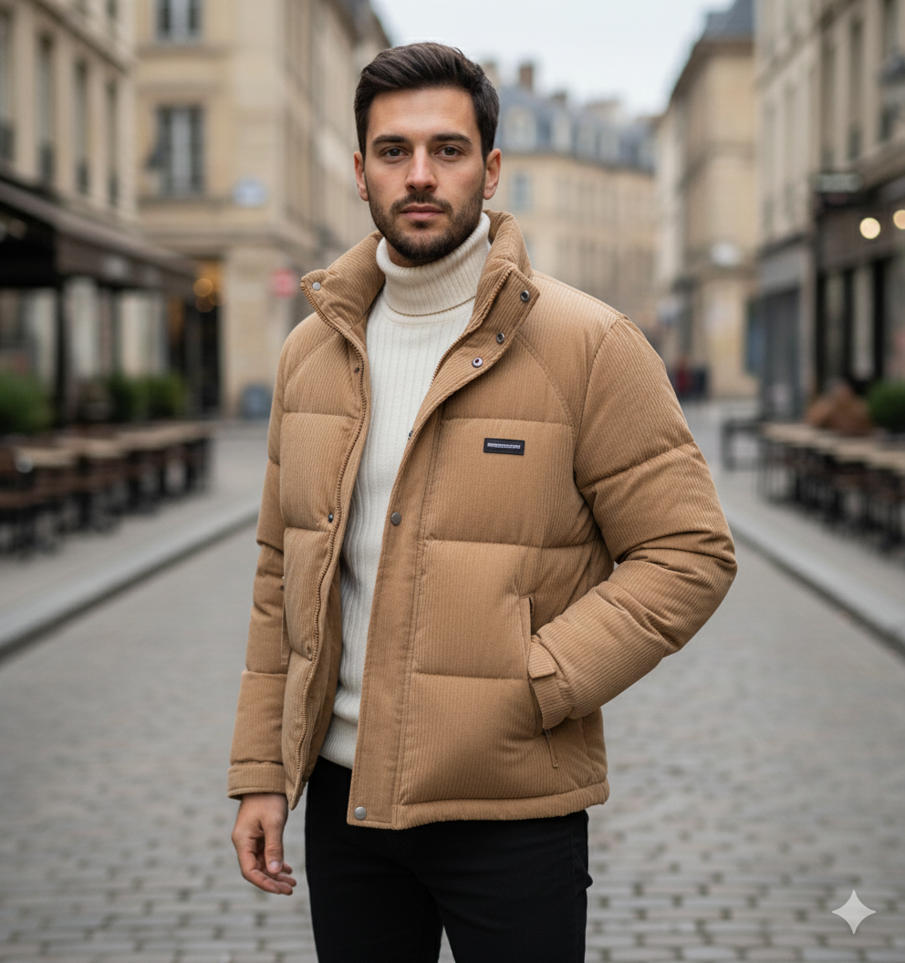 Veste Matelassée en Velours Côtelé Homme