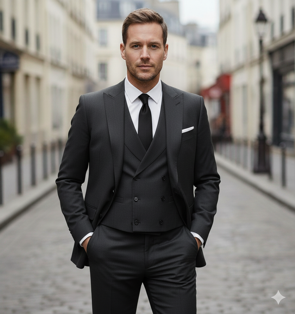 Costume trois pièces à coupe ajustée pour hommes