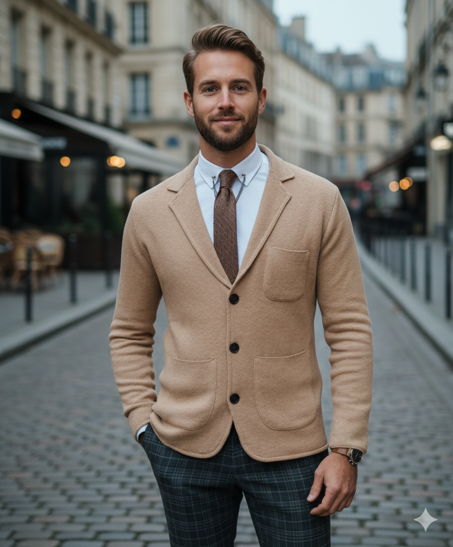 Blazer Tricot Décontracté Homme