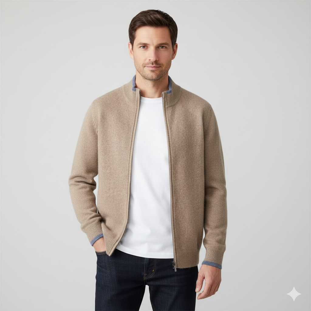 Cardigan Zippé en Maille Homme