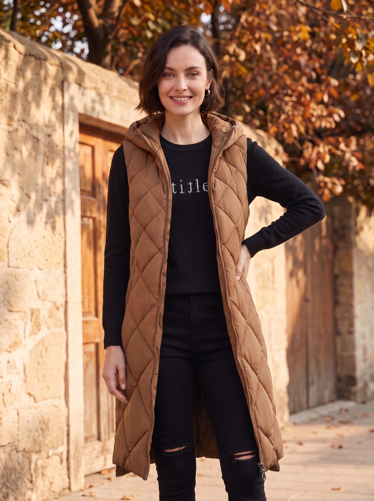 Women's padded gilet with front pockets