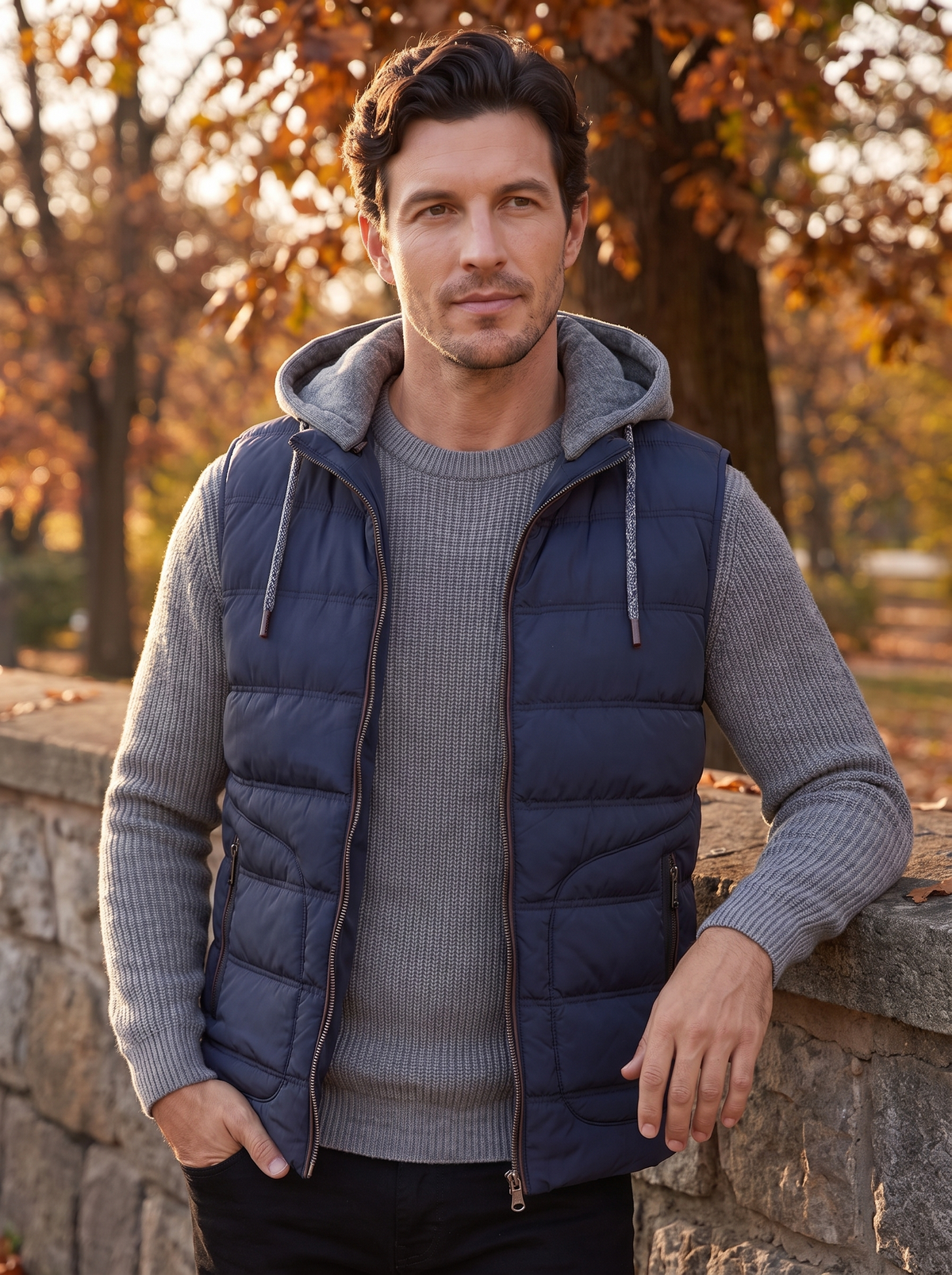 Men's quilted hooded gilet