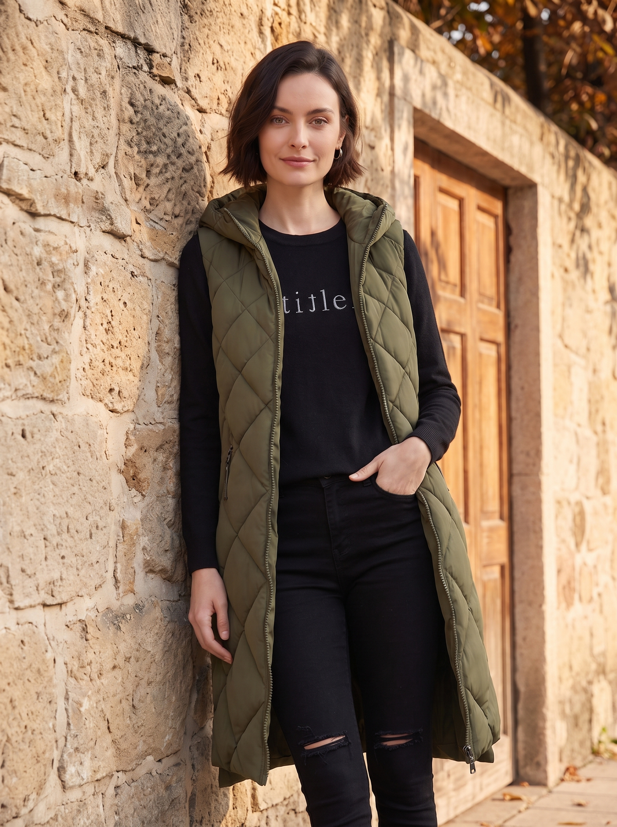 Women's sleeveless quilted vest for fall