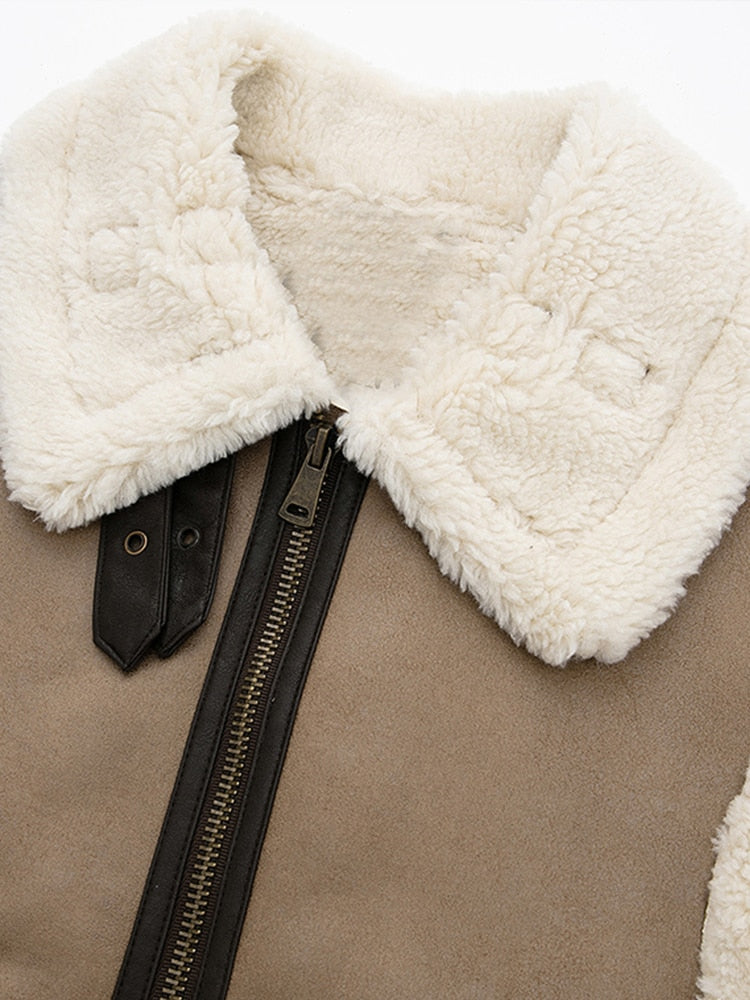 Gilet à Panneaux en Shearling Femme