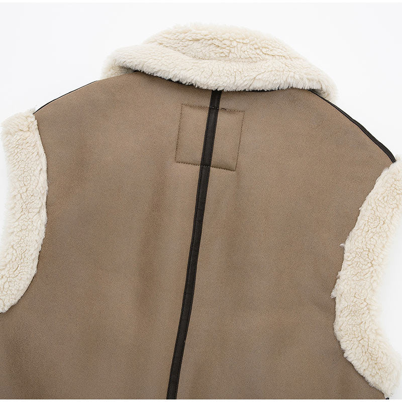 Gilet à Panneaux en Shearling Femme
