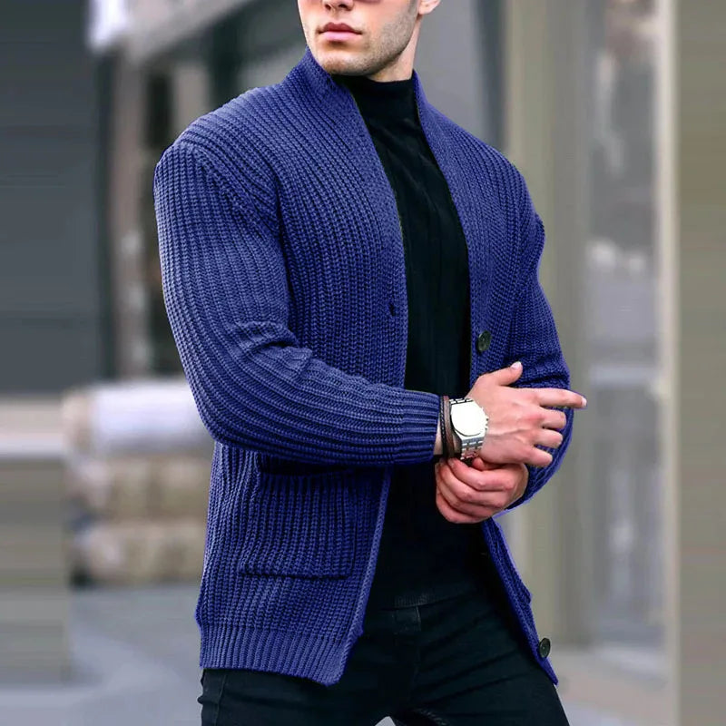 Cardigan Streetwise à Col Châle en Maille Épaisse Homme