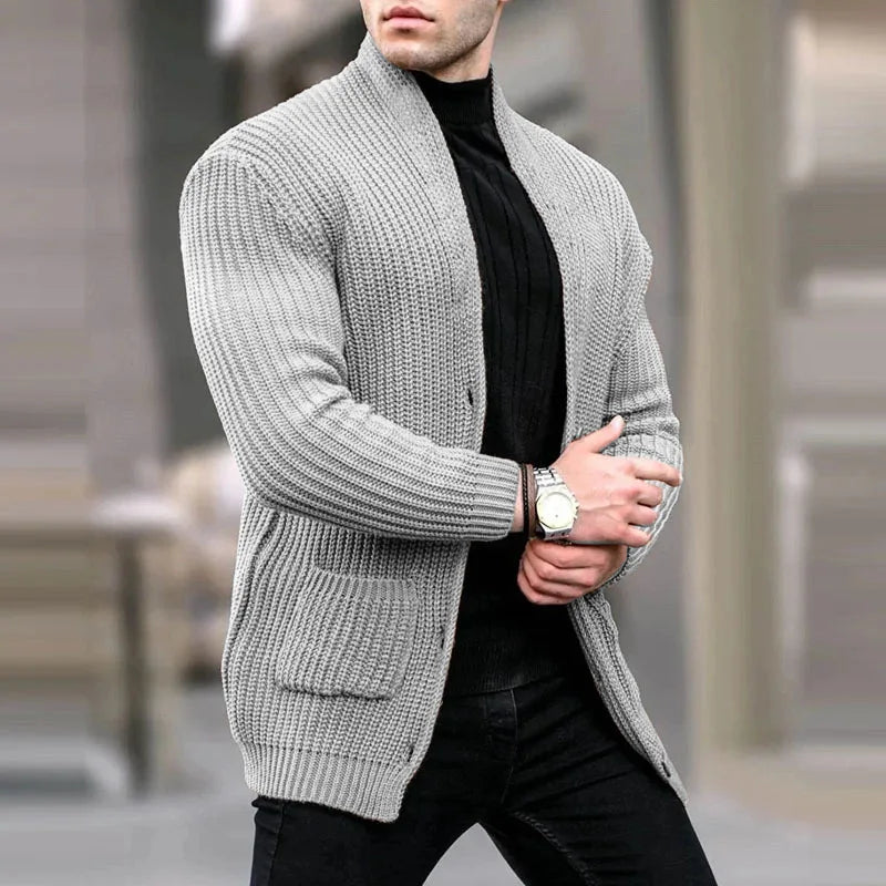 Cardigan Streetwise à Col Châle en Maille Épaisse Homme