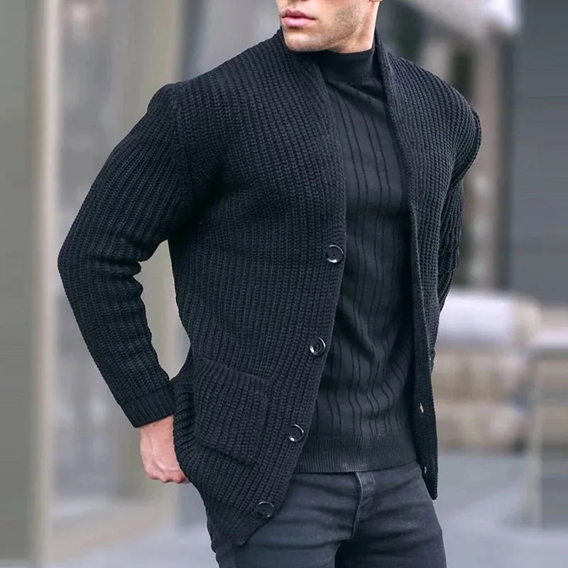Cardigan Streetwise à Col Châle en Maille Épaisse Homme
