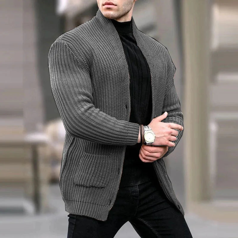 Cardigan Streetwise à Col Châle en Maille Épaisse Homme