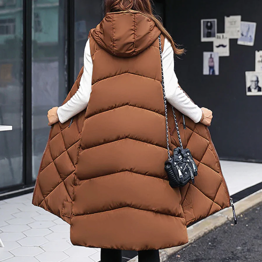 Gilet Long Matelassé Coupe Slim Femme
