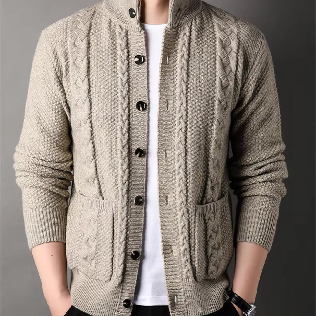 Cardigan à Boutons avec Poches Coupe Slim Homme