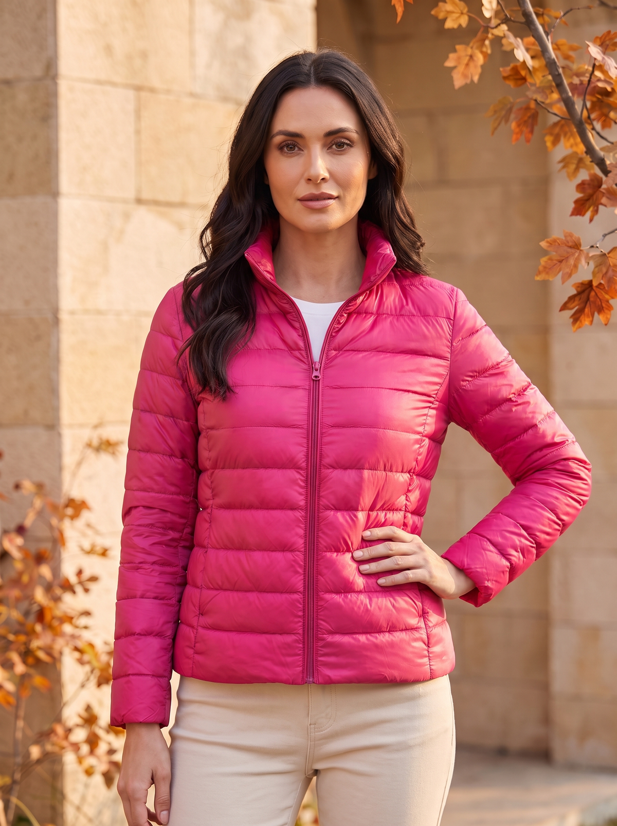 Women's padded quilted jacket with pockets