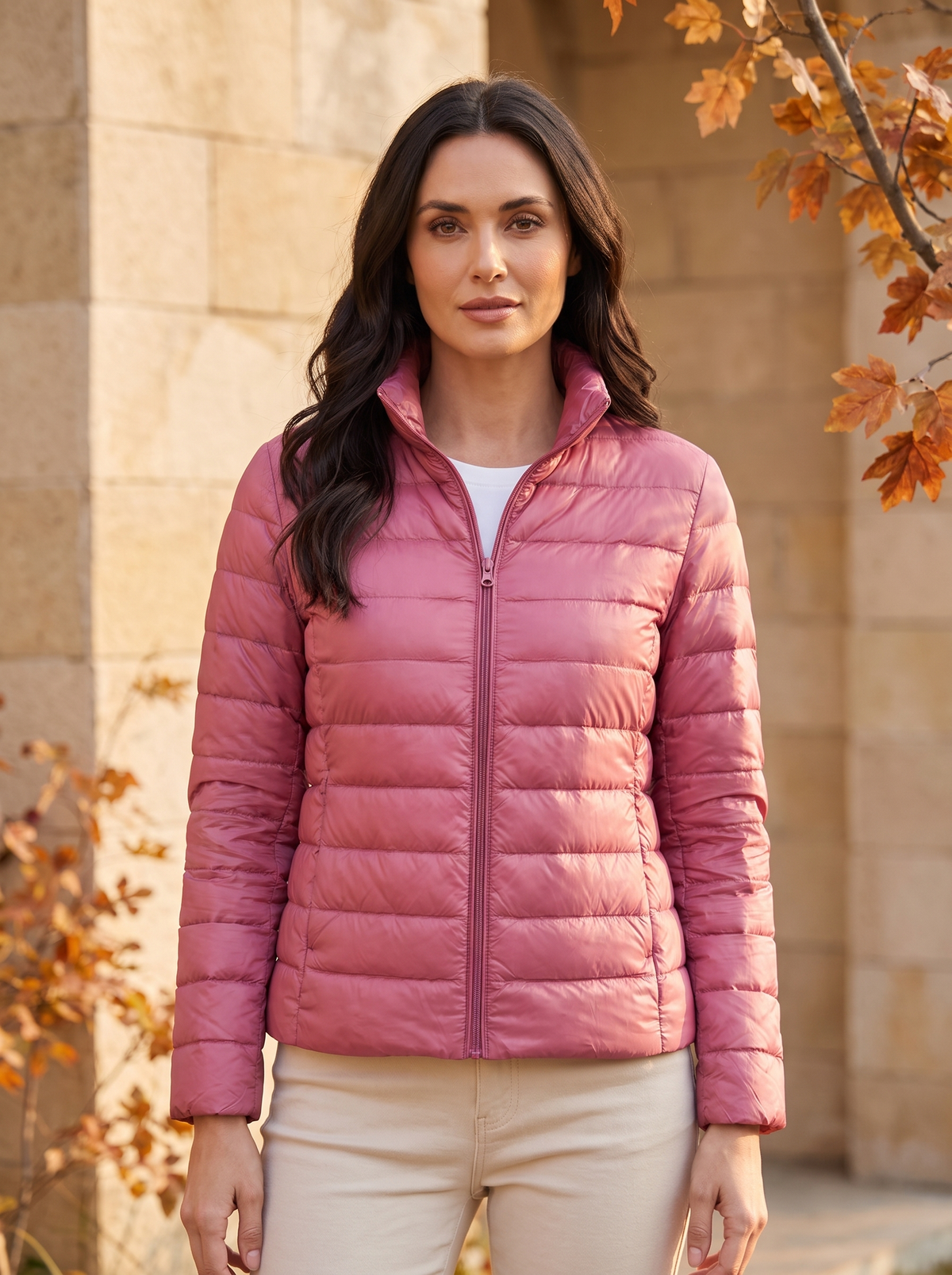 Women's quilted puffer jacket for fall