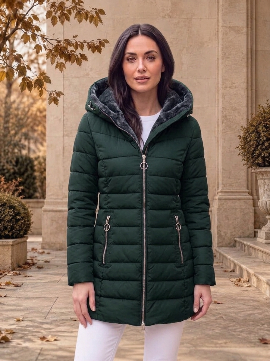 Women's hooded quilted coat for fall