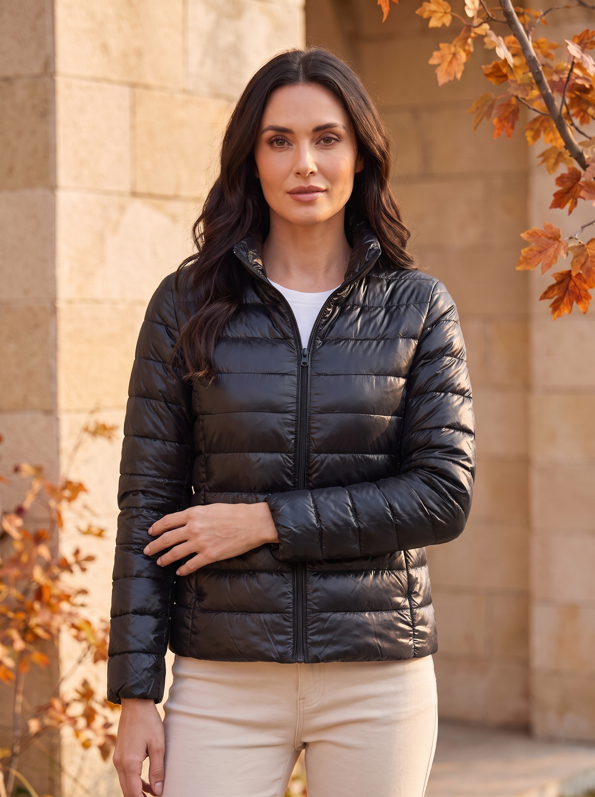 Women's zip up puffer jacket