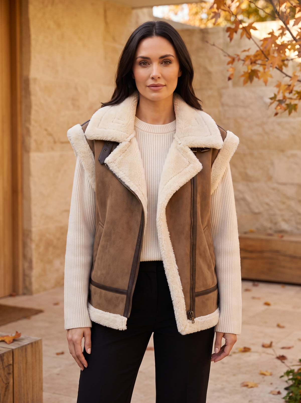 Faux Shearling Aviator Jacket Women