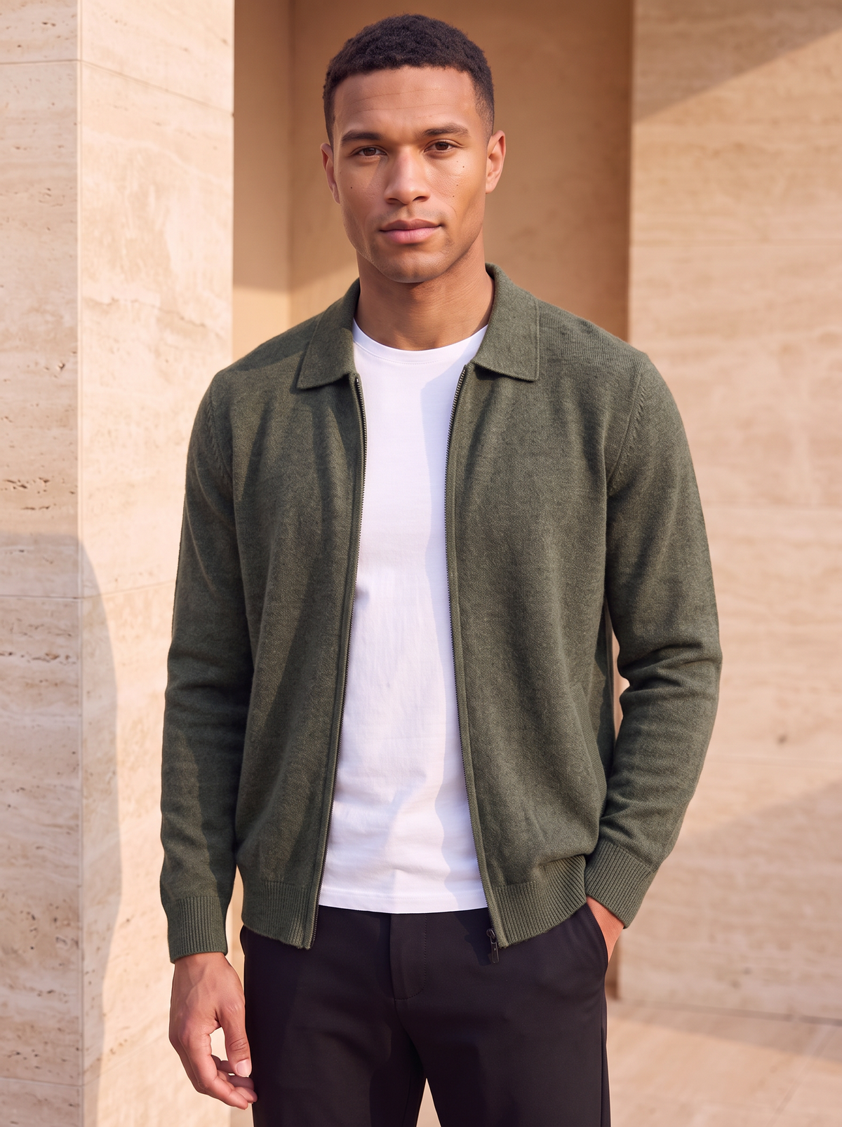 Regular fit knit jacket