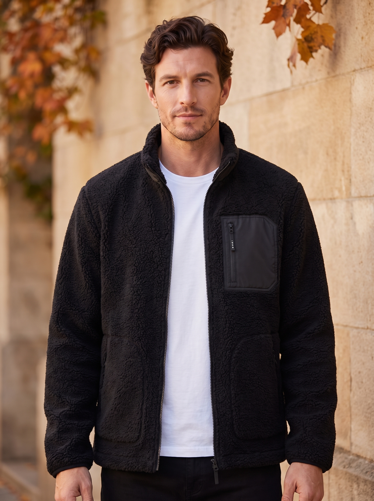 Men's sherpa fleece jacket for fall