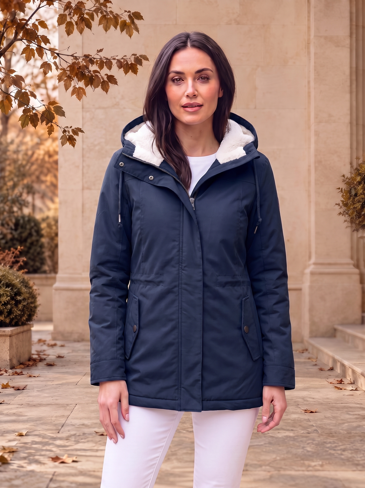 Parkas Lined Parka Jacket Fitted Style Women