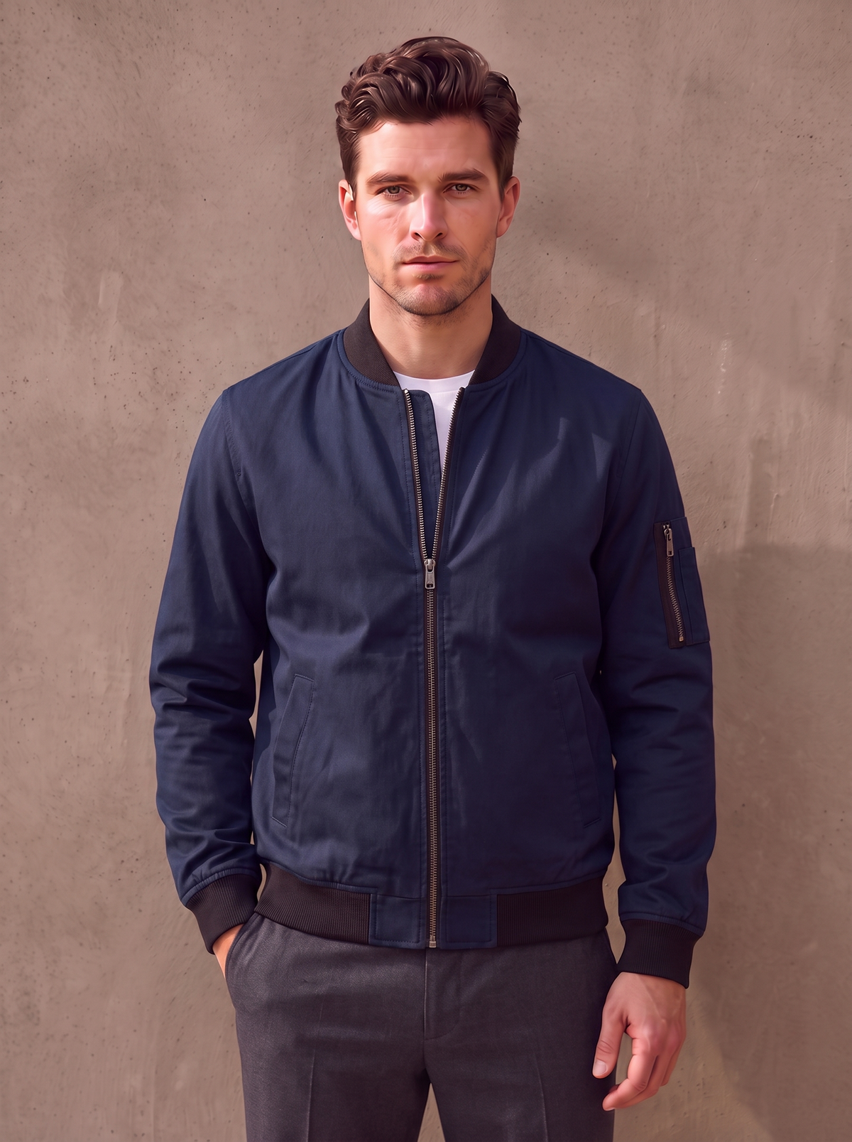 Regular fit bomber jacket men