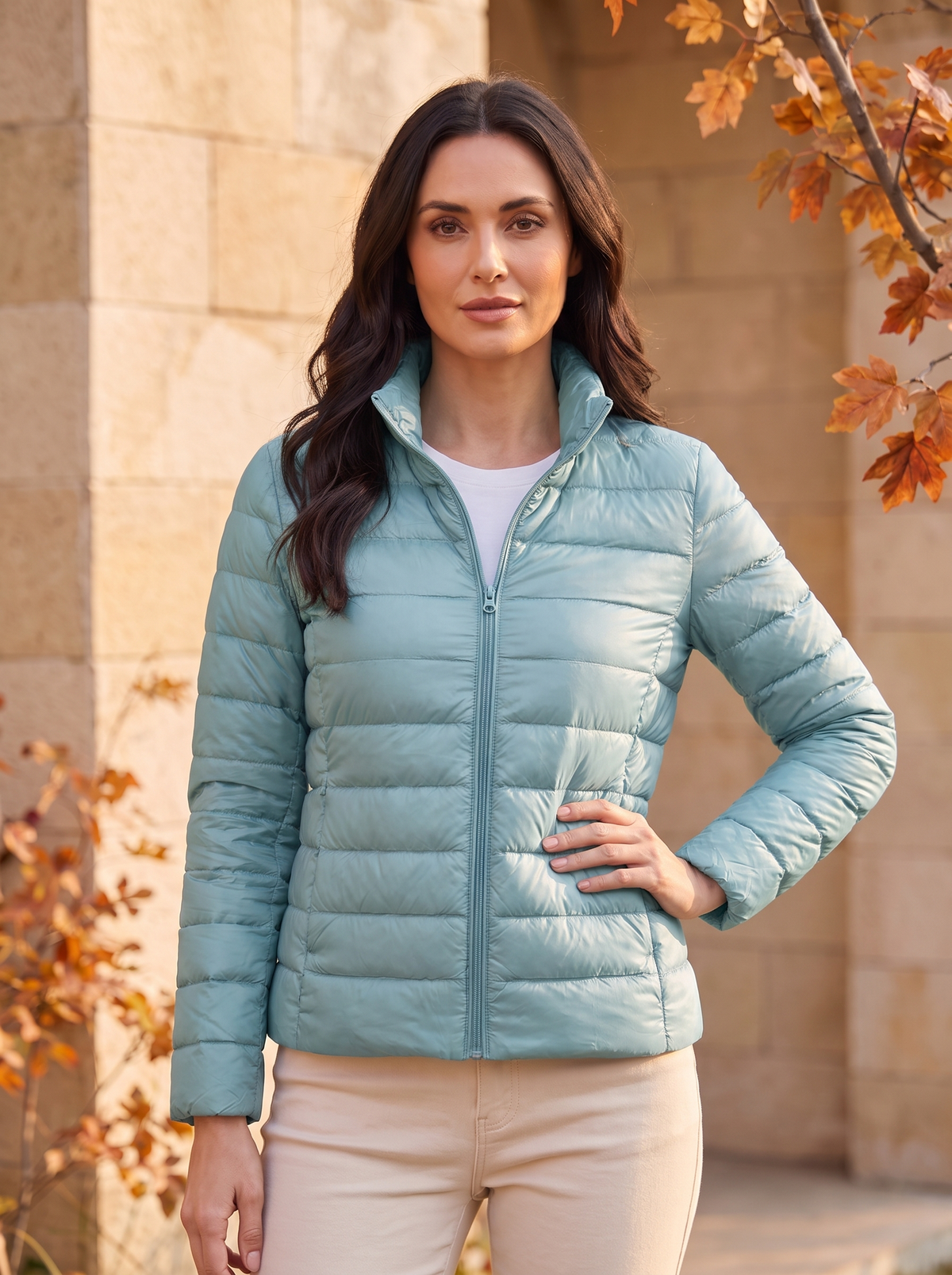 Women's stand collar puffer jacket