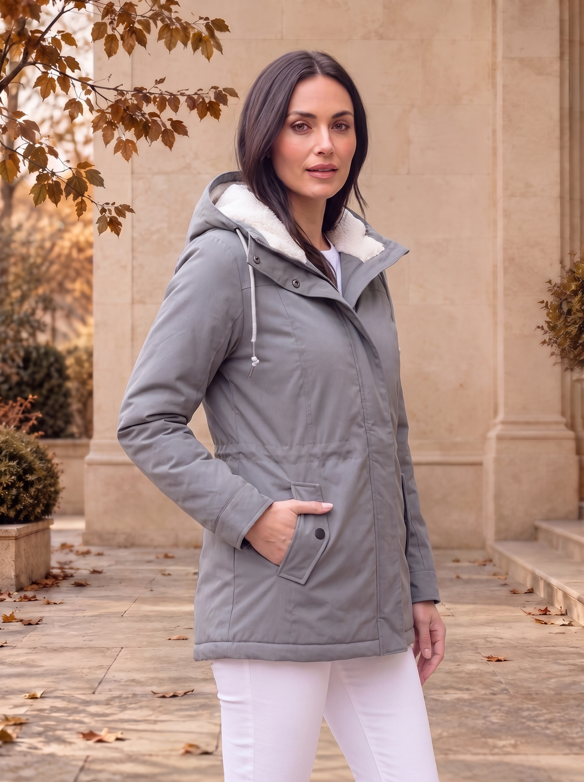 Parkas Lined Parka Jacket Fitted Style Women