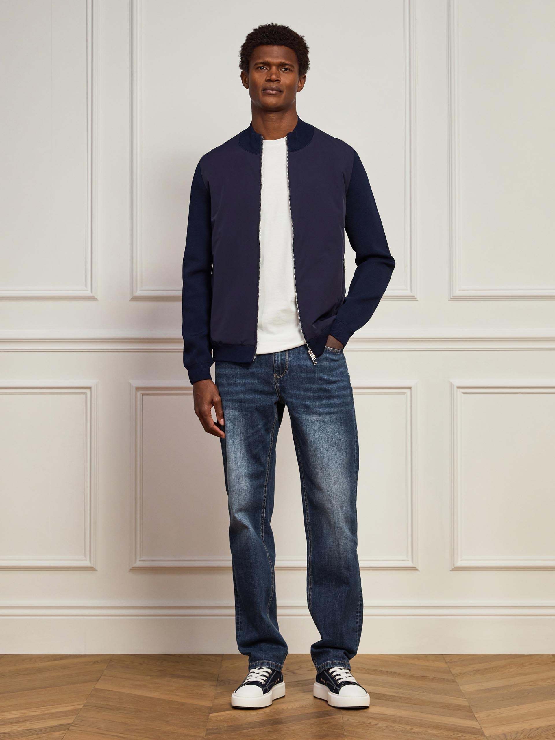 Jean Droit en Denim Bleu Mi-Bleu pour Homme