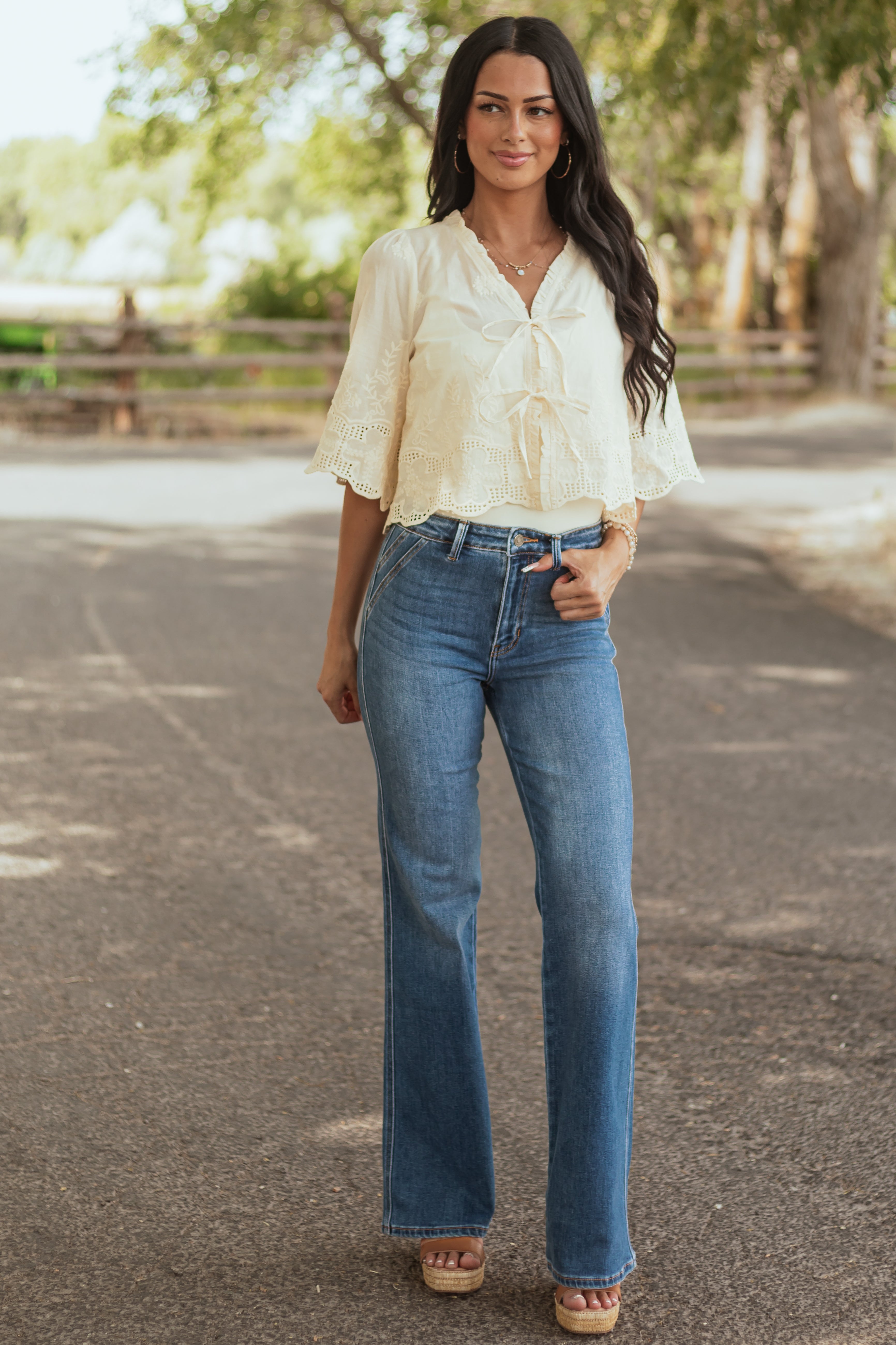Pantalon Evasé Taille Haute Pour Femme