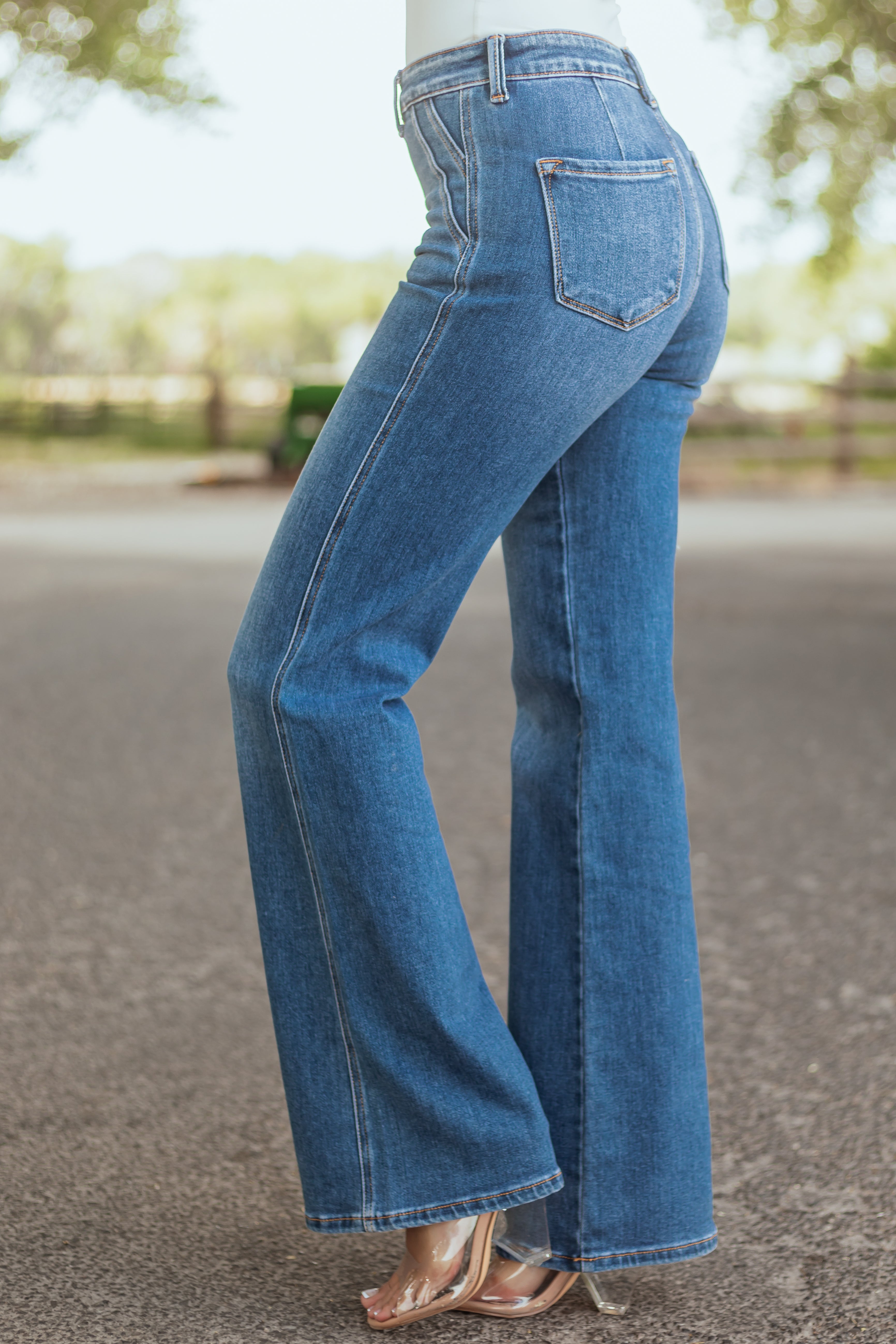 Pantalon Evasé Taille Haute Pour Femme