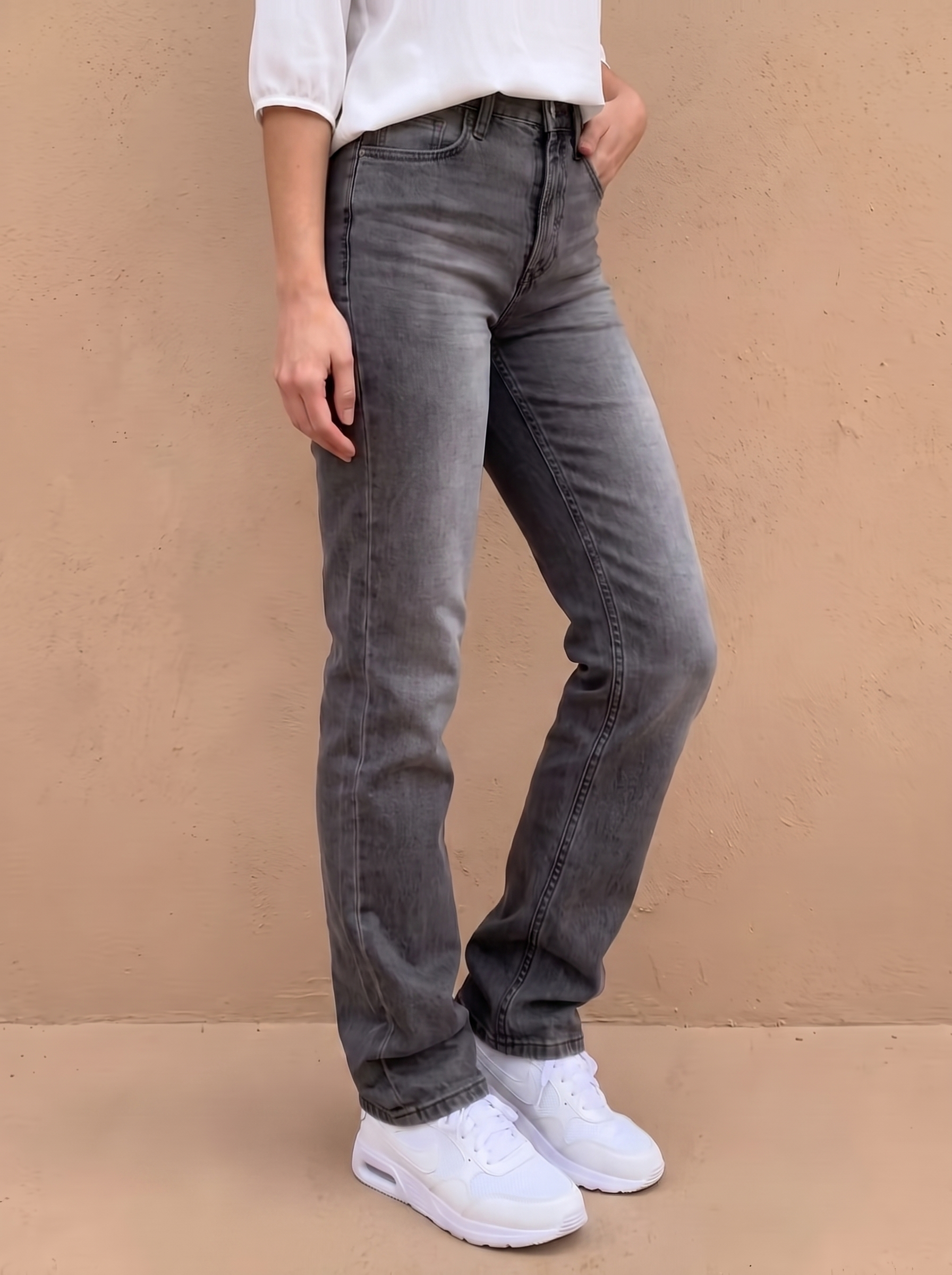 High waist straight jeans women