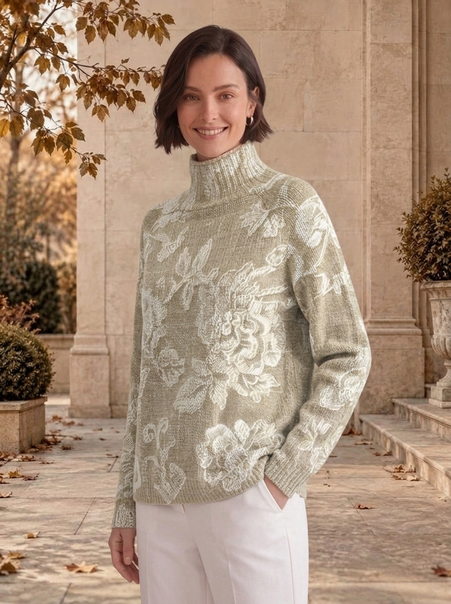 Women's textured knitted jumper for fall layering