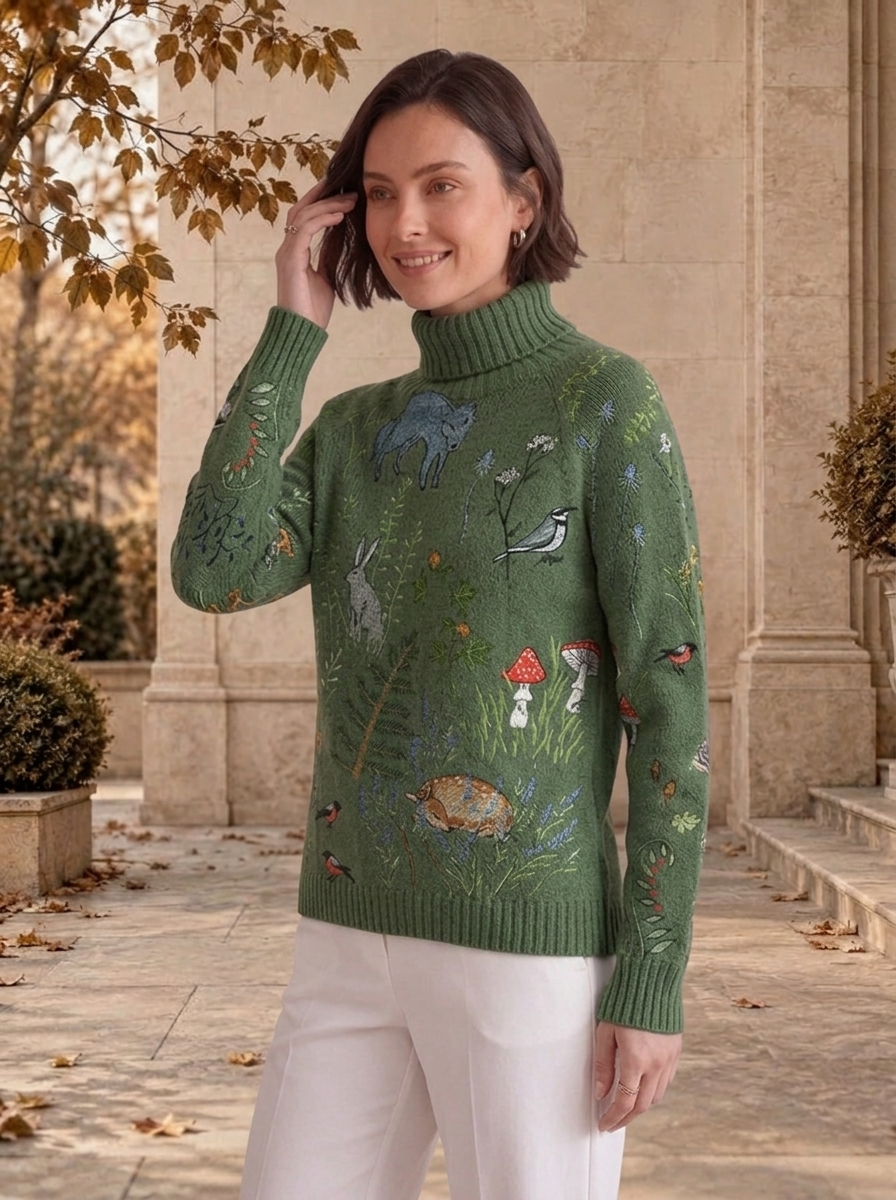 Women's acrylic roll neck knitwear for fall