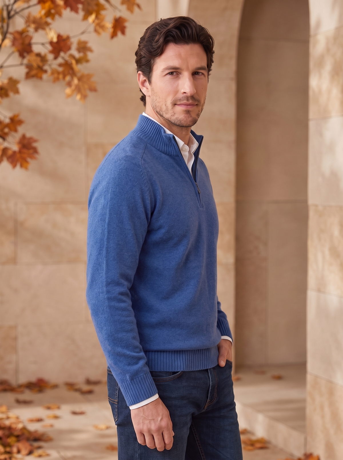 Knit Jumper Quarter Zip Men